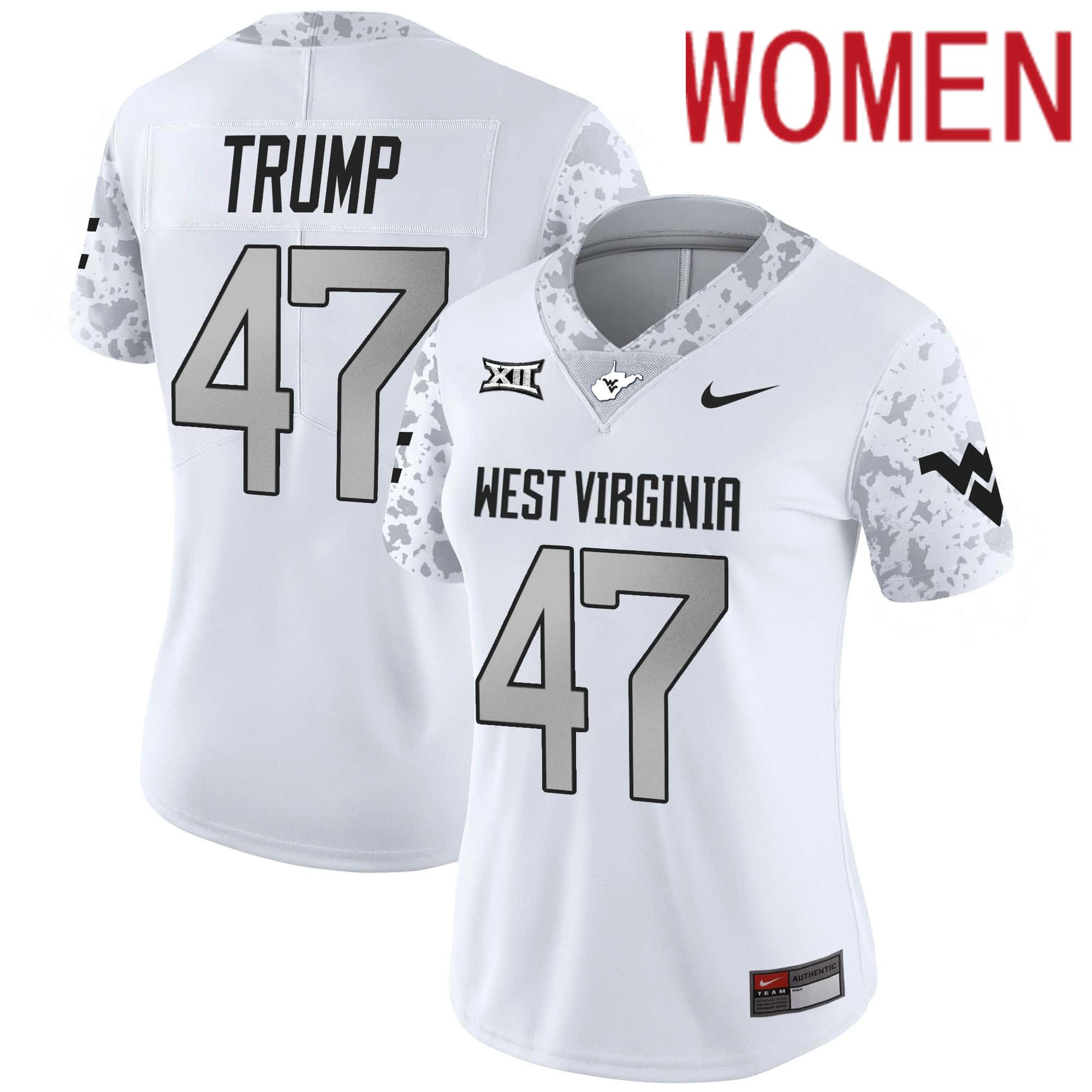 Women West Virginia Mountaineers #47 Trump White 2024 Nike Vapor Limited NCAA Jersey->customized nfl jersey->Custom Jersey